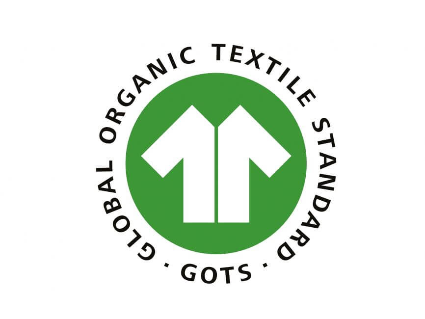Global Organic Textile Standard (GOTS) logo demonstrating certification for organic textiles.