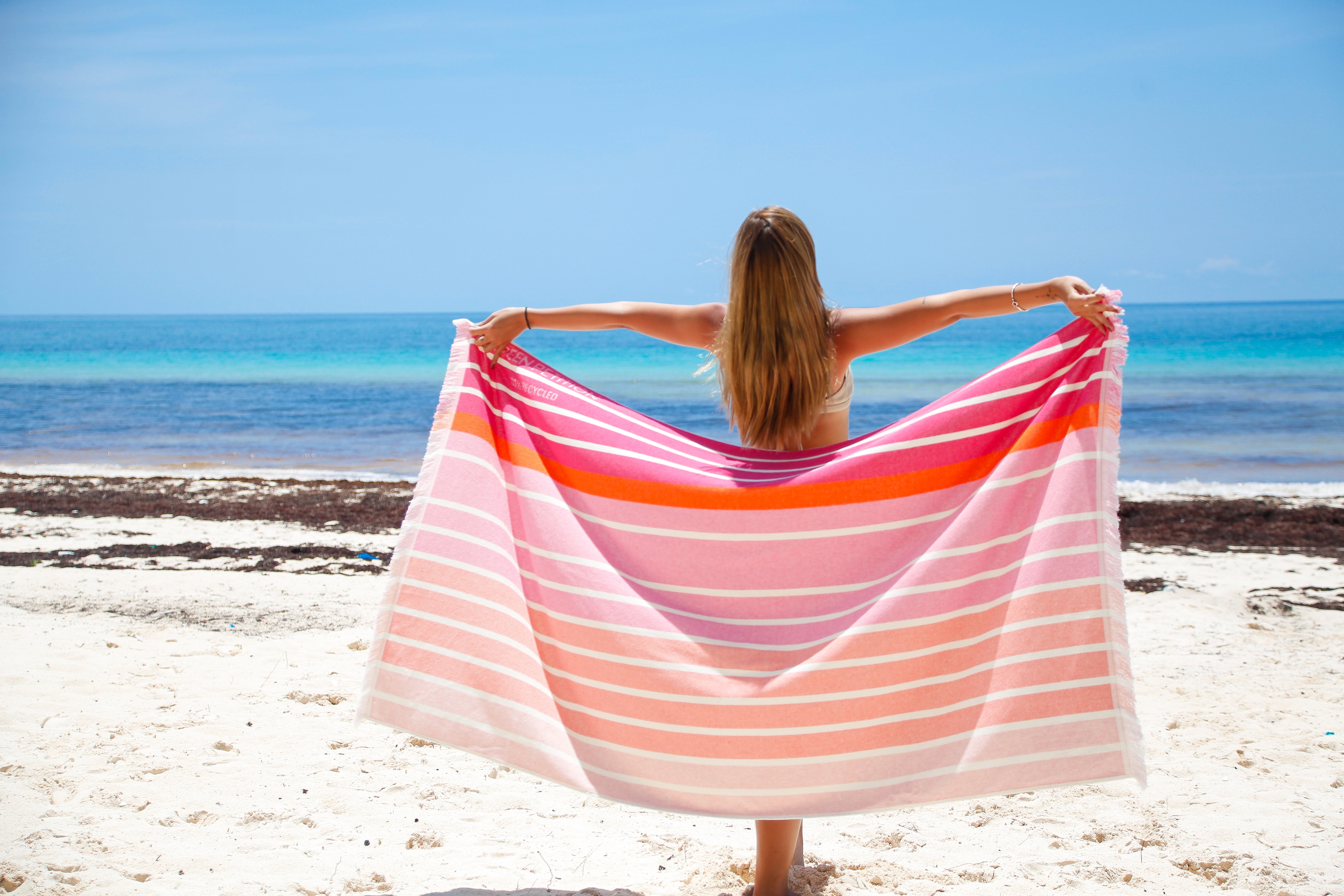 Coral colored store beach towels