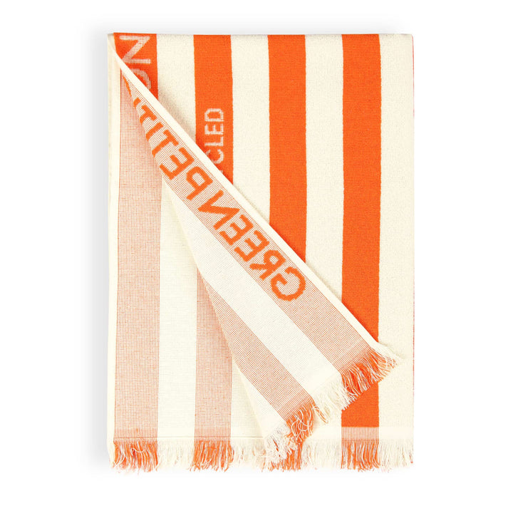 Striped towel with orange and white colors and &